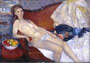 William Glackens Nude with Apple Spain oil painting artist
